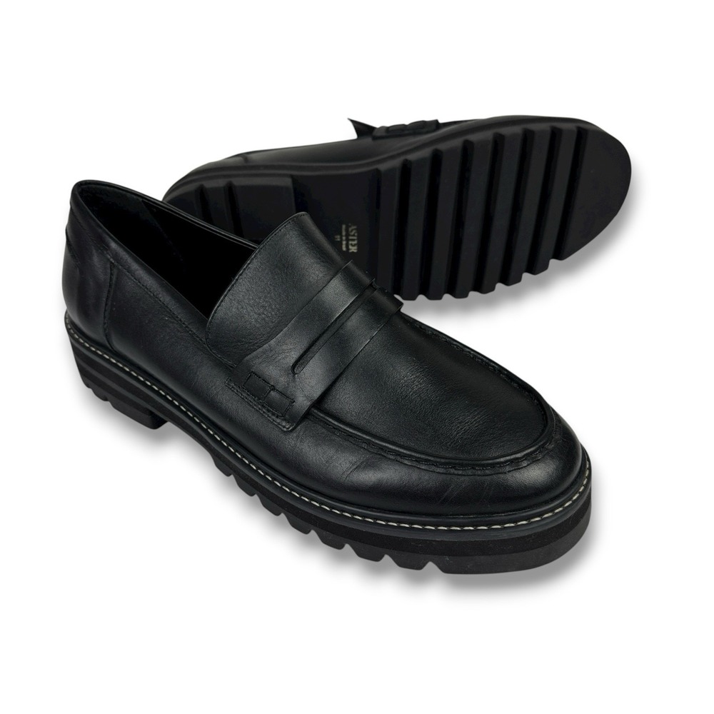 Aster Lug Sole Penny Loafers Womens Size 11 Black Leather Chunky Academia Y2K - Picture 2 of 11